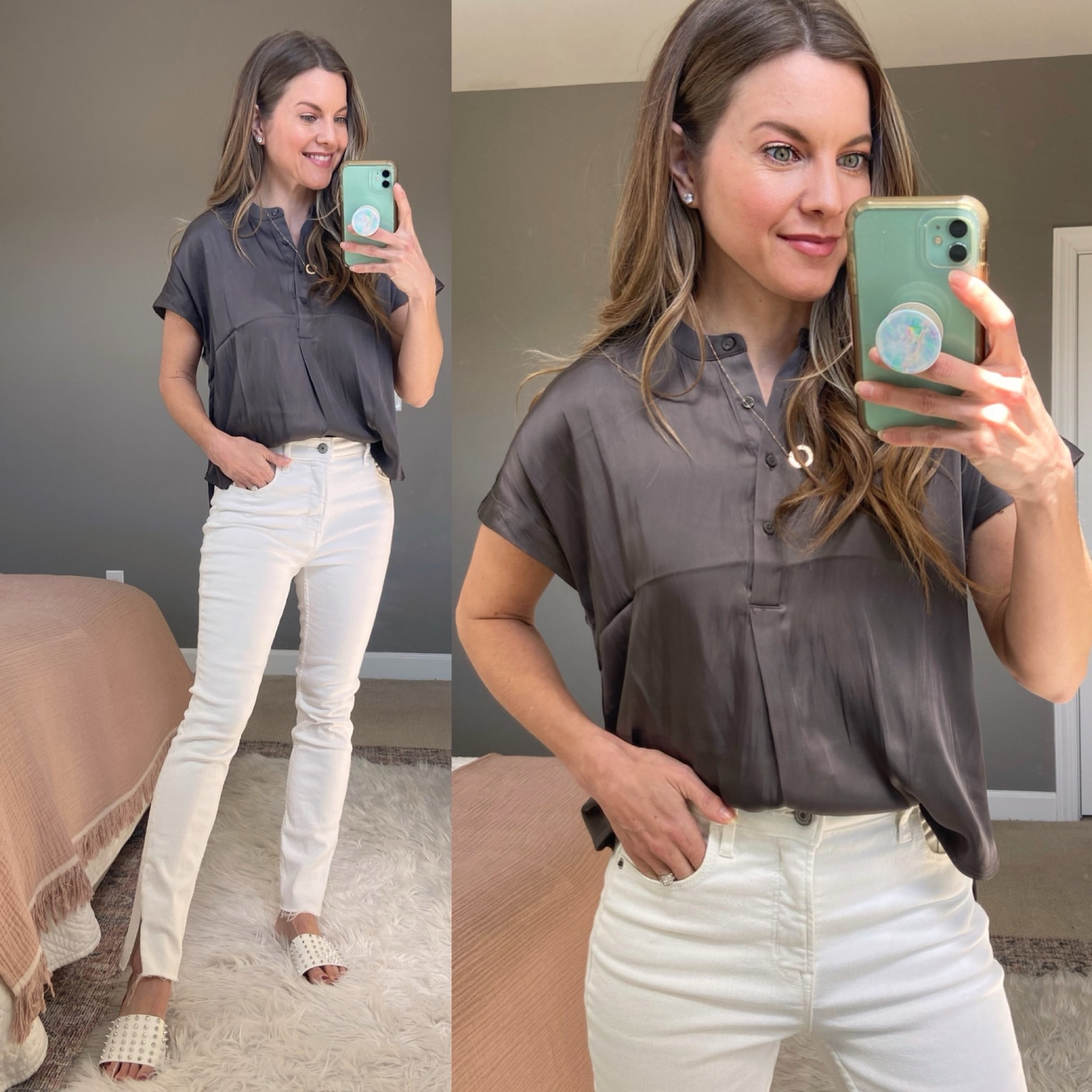 Satin blouse in pretty grey color - Old Navy 50% off sale
Spring outfits

#LTKover40 #LTKstyletip #LTKfindsunder50
