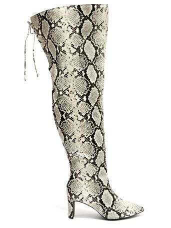 Can't Tell Me Nothin - Faux-Snake Thigh High Boots - Fashion To Figure | Fashion to Figure