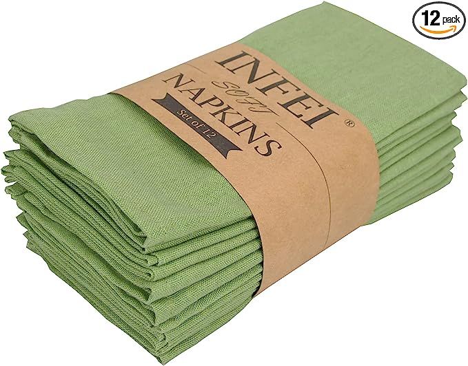INFEI Soft Color Linen Cotton Thin Dinner Cloth Napkins - Set of 12 (40 x 40 cm) - for Events & H... | Amazon (US)