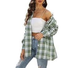 Zontroldy Plaid Flannel Shirts for Women Oversized Long Sleeve Button Down Buffalo Plaid Shirt Bl... | Amazon (US)