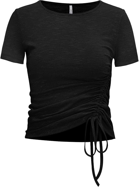 Zengjo Womens Long/Short Sleeve Workout Tops Ruched Side Yoga Atheltic Shirt Slim Fitted | Amazon (US)