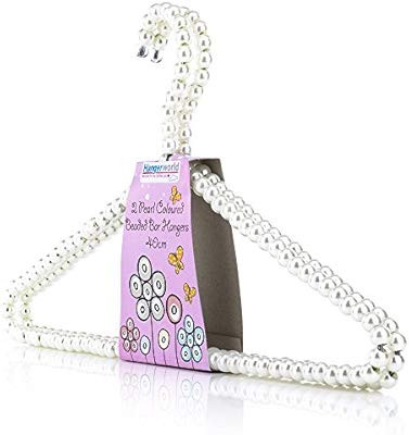 HANGERWORLD 2 Strong 15.7inch Metal Clothes Coat Garment Pants Bar Hangers Covered in Faux Pearl ... | Amazon (US)