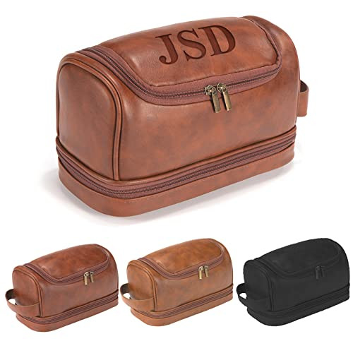 Personalized Toiletry Bag For Men, Husband, Boyfriend, Dad Large Capacity PU Leather Travel Dopp ... | Amazon (US)