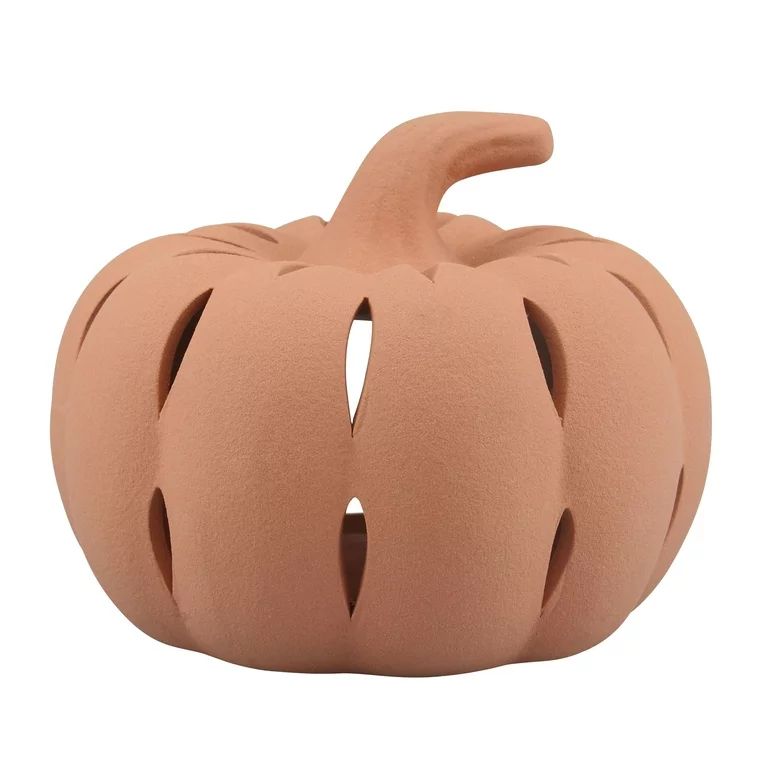 Better Homes & Gardens Medium Flameless Candle Holder, Orange, Ceramic | Walmart (US)