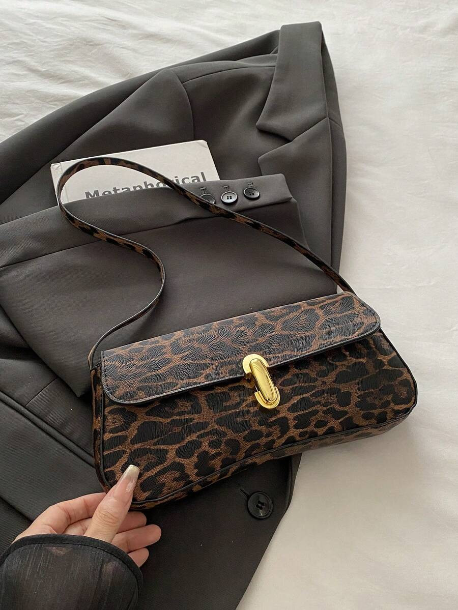 Vintage Colorblock Leopard Print Elegant Shoulder Underarm Bag, Leopard Print Purse For Women Leo... | SHEIN