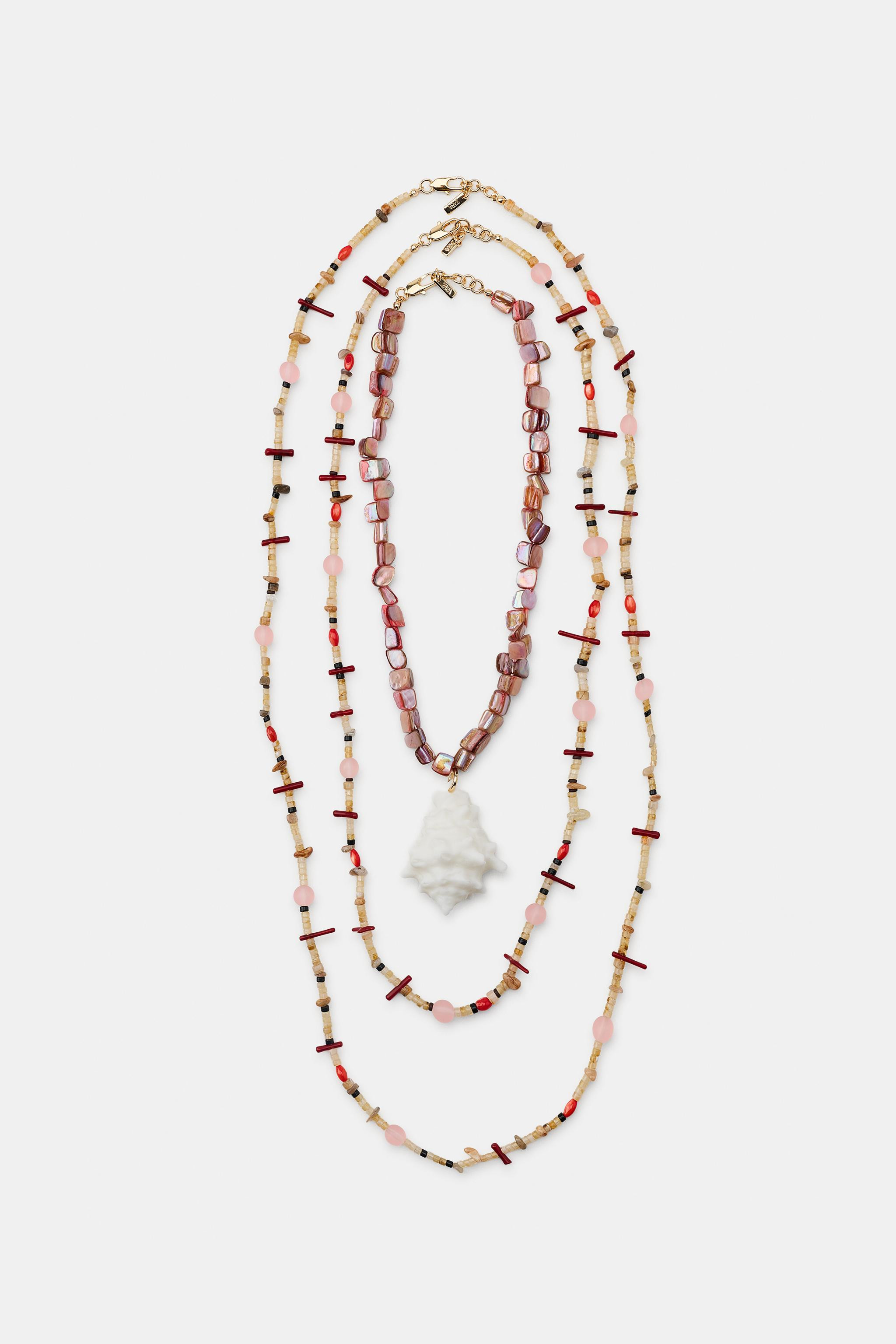 PACK OF 3 STONE SHELL NECKLACES | Zara US