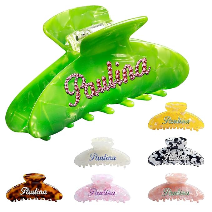 Large Hair Claw Clips for Women, Custom Banana Rhinestone Name Hair Clips, Personalized Hair Clip... | Amazon (US)