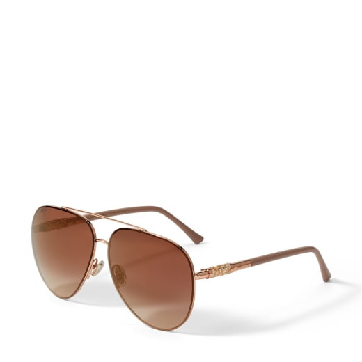 Copper Gold Aviator Sunglasses with Swarovski Crystal Embellishment | Jimmy Choo (US)