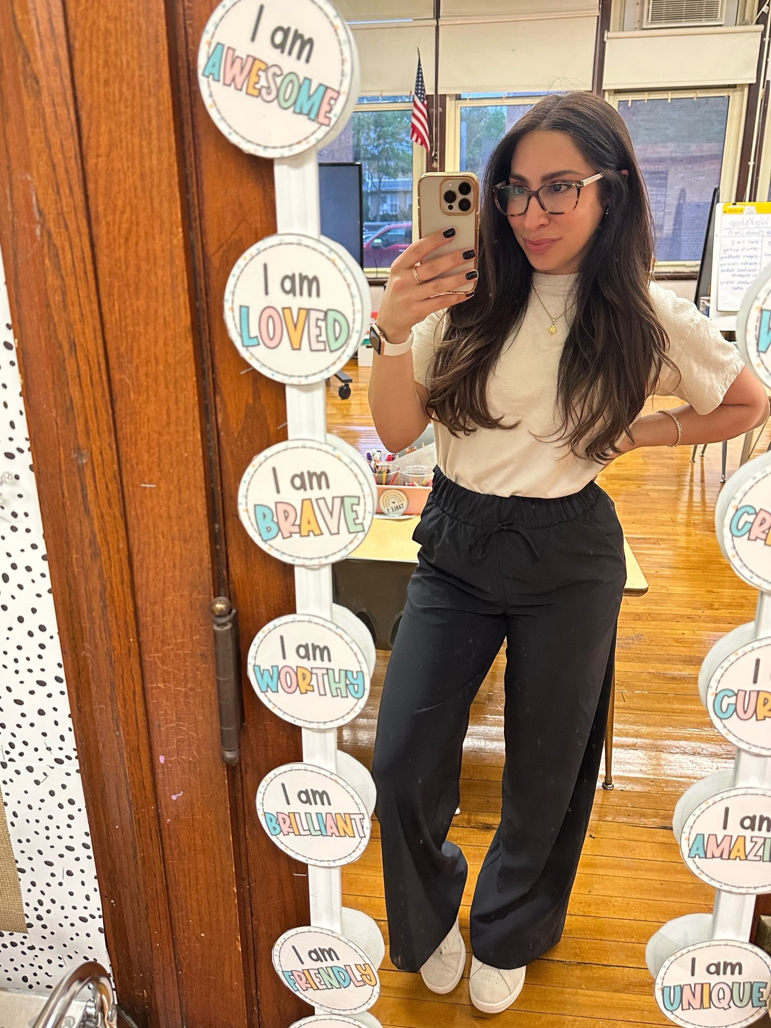 Tee: S, Pants: XS (sized down) 

#LTKWorkwear #LTKActive #LTKStyleTip