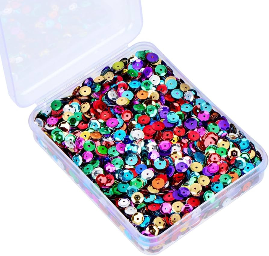 Whaline 20,000 Pcs Bulk Loose Sequins Round Cup Sequins Iridescent Spangles Flat Beads with Stora... | Amazon (US)