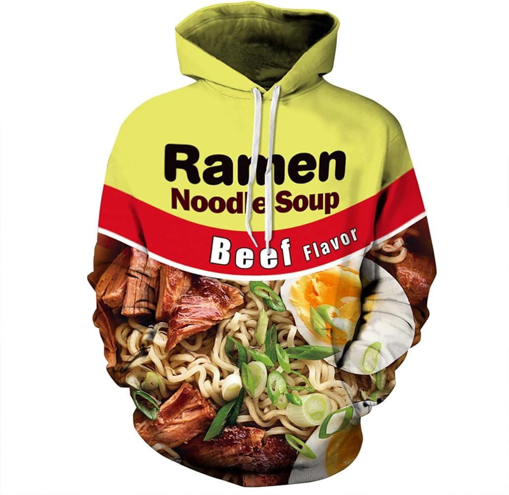 3D Ramen Chicken Noodle Soup Hoodie Beef Sweatshirt For Men Women Cotton Cute | Amazon (US)