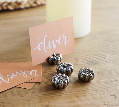 Silver Pumpkin Place Card Holders - Set of 4 | Pottery Barn (US)