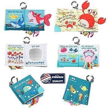 Fish Baby Books Toys, Touch Feel Cloth Crinkle Books for Babies,Baby Infant Toys 0-6, 6-12, 12-18... | Amazon (US)
