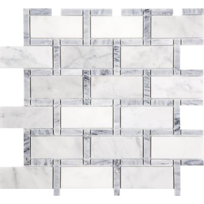 Satori Carrara Grigio 12-in x 12-in Polished Natural Stone Marble Brick Subway Wall Tile Lowes.co... | Lowe's