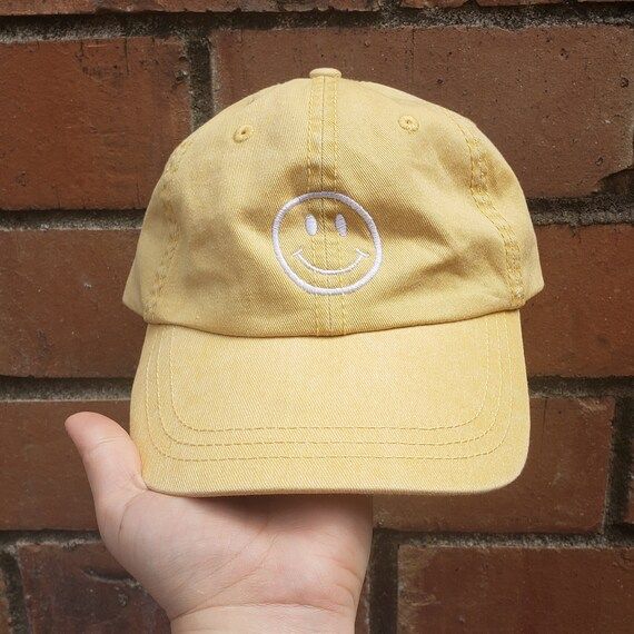 Yellow Smiley Face Embroidered Hat / Y2k Adjustable Hat / | Etsy | Etsy (US)