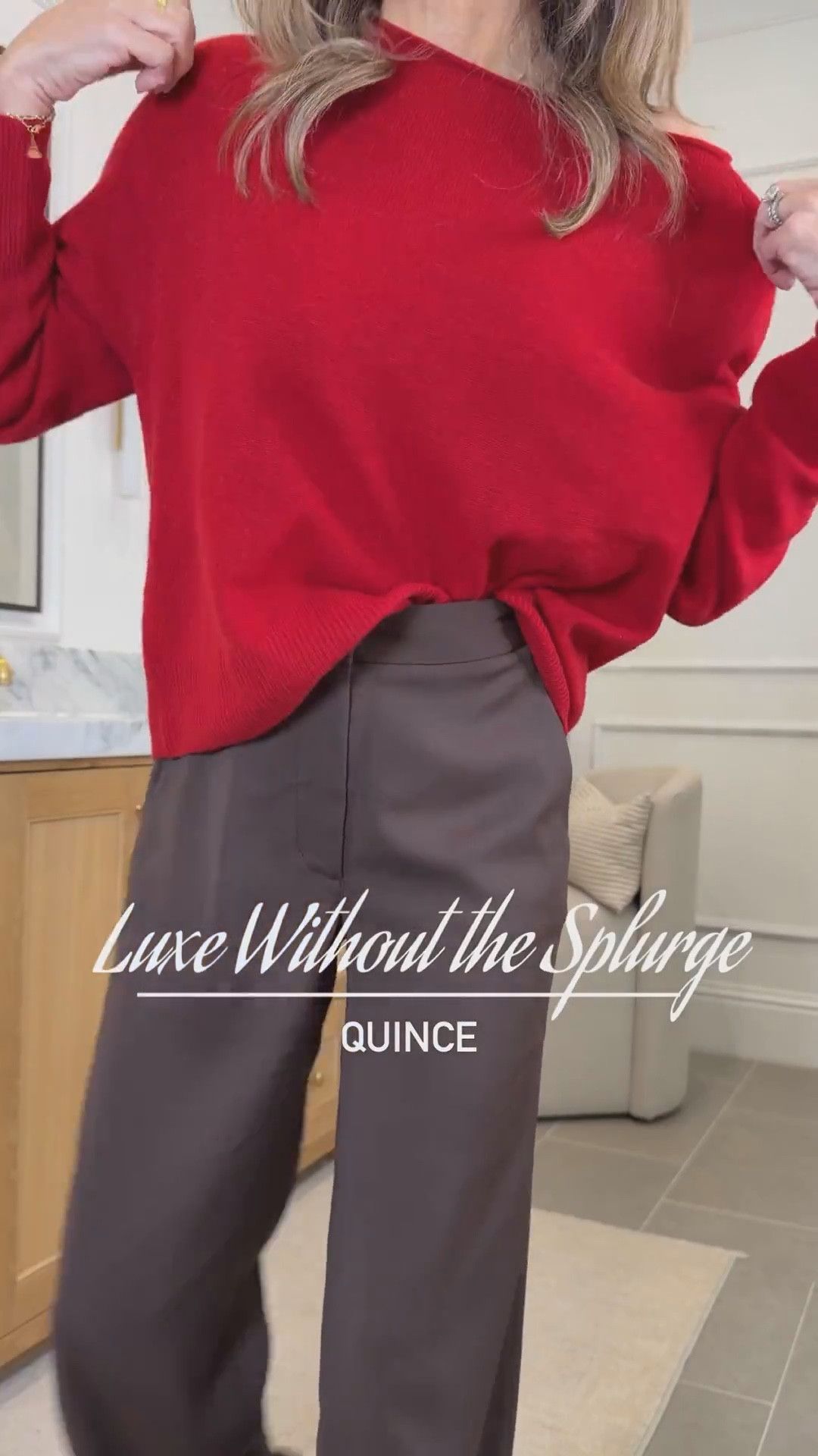 I’m 5’6’’.
-100% silk slip dress TTS
-Off the shoulder cashmere sweater size S
-Mongolian cashmere fisherman burgundy sweater size S
-Crepe pants TTS
#QuincePartner @onequince

#LTKFindsUnder100 #LTKOver40 #LTKHoliday