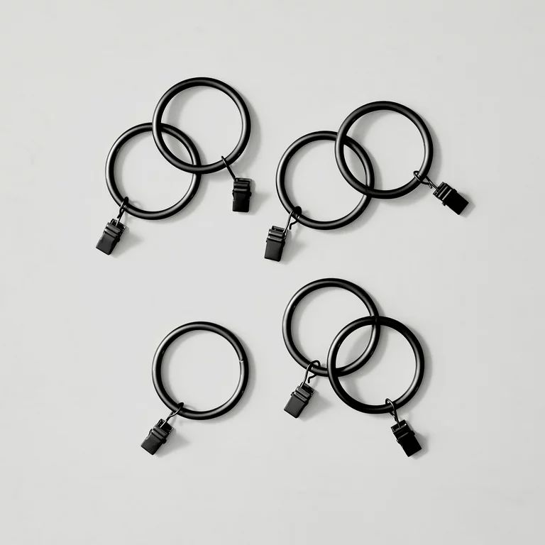 1.7" Black Matte Metal Curtain Clip Rings by My Texas House (7 Pack) | Walmart (US)