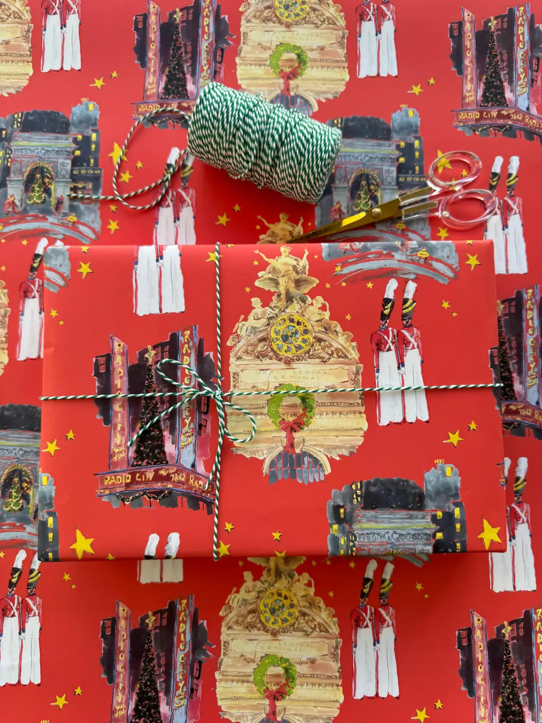 Red Festive NY {gift Wrap, Birthday, Holiday, Christmas} - Etsy | Etsy (US)