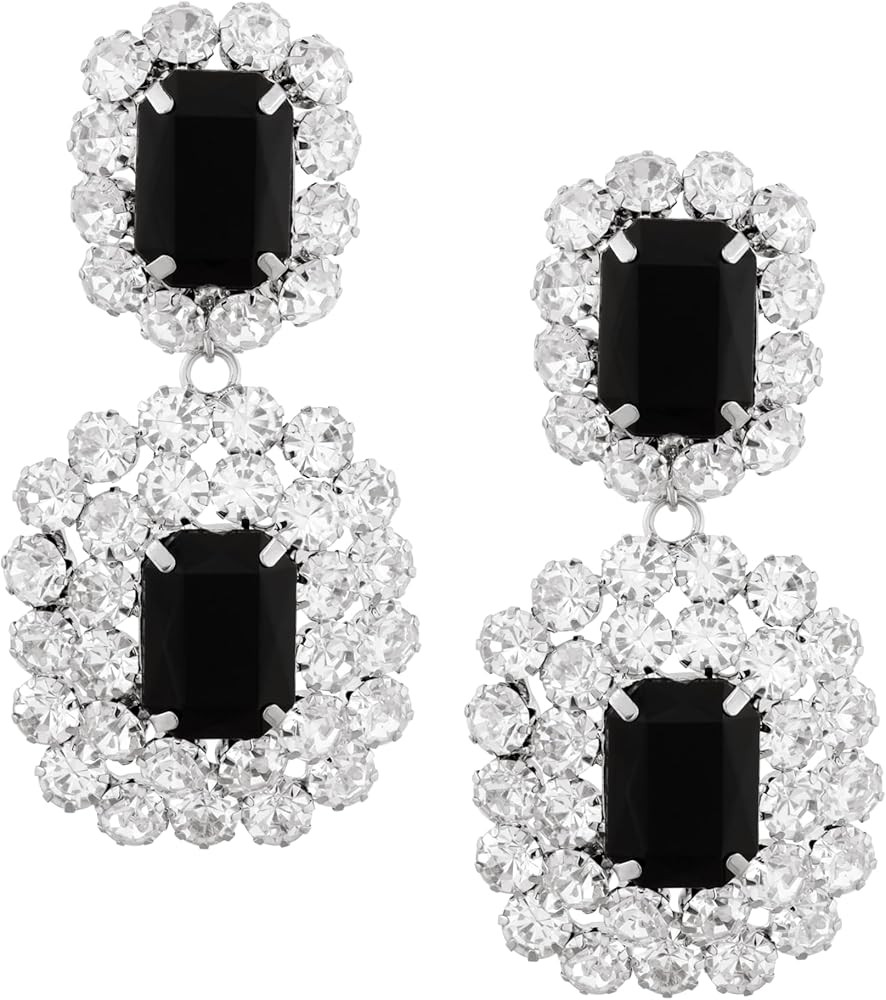 Sacina Black Rhinestone Earrings Dangling, Elegant Statement Earrings, Christmas Jewelry Gift for... | Amazon (US)