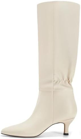 Coutgo Womens Kitten Heel Knee High Boots Pointed Toe Tall Boots Pull On Winter Dress Long Boot S... | Amazon (US)