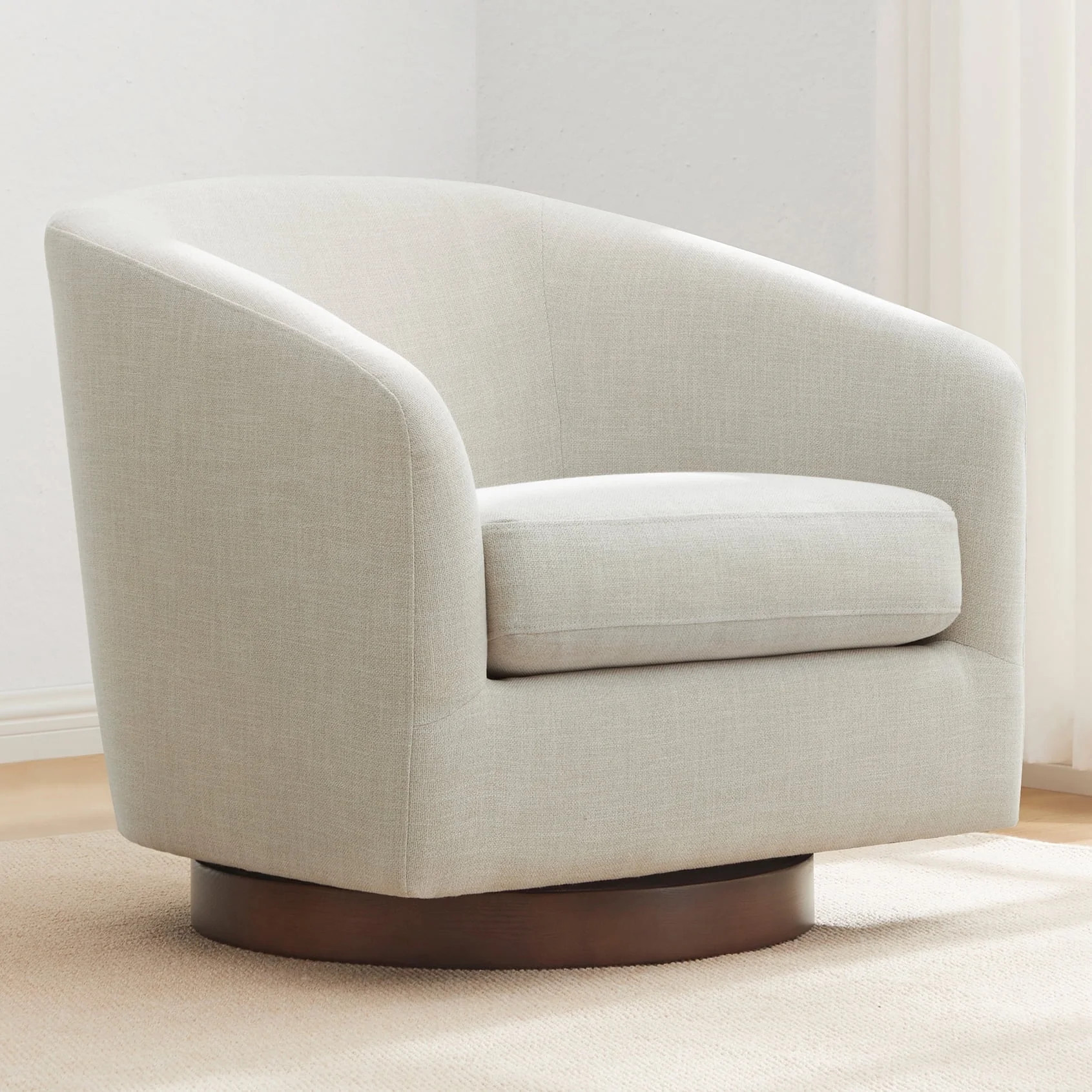 CHITA Swivel Accent Chair Fabric, Round Barrel Arm Chair Living Room, Linen | Walmart (US)