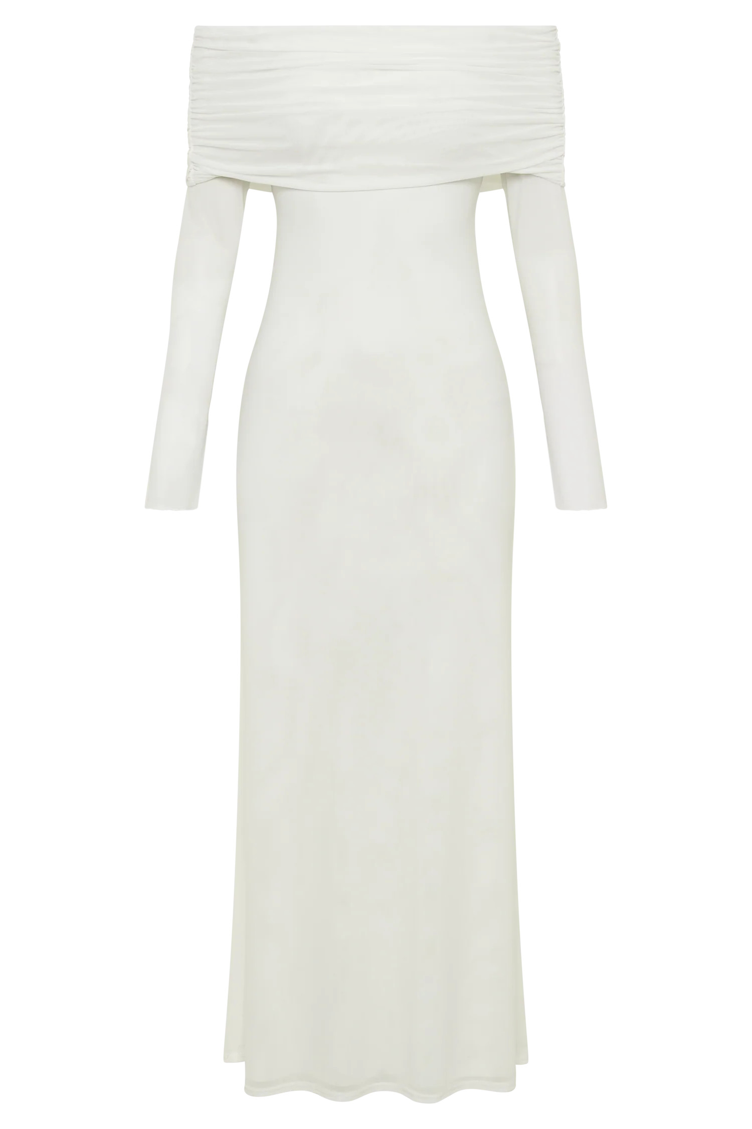 Josie Off Shoulder Mesh Maxi Dress - Ivory | MESHKI US