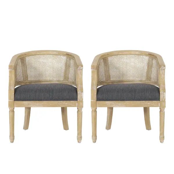 Steinaker Wood and Cane Accent Chairs by Christopher Knight Home - Natural + Charcoal | Bed Bath & Beyond