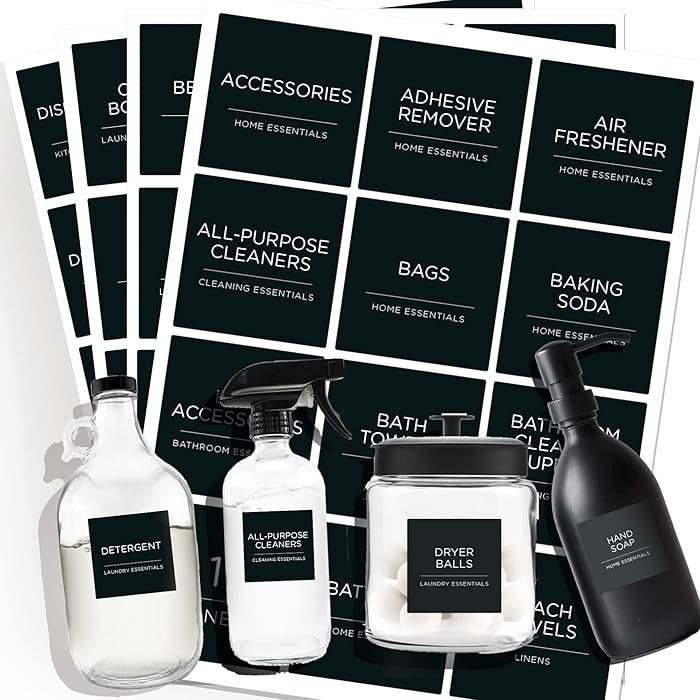 144 PCS Minimalist Laundry Room Labels Set, Water Resistant Stickers,Water/Oil Resistant Stickers... | Amazon (US)