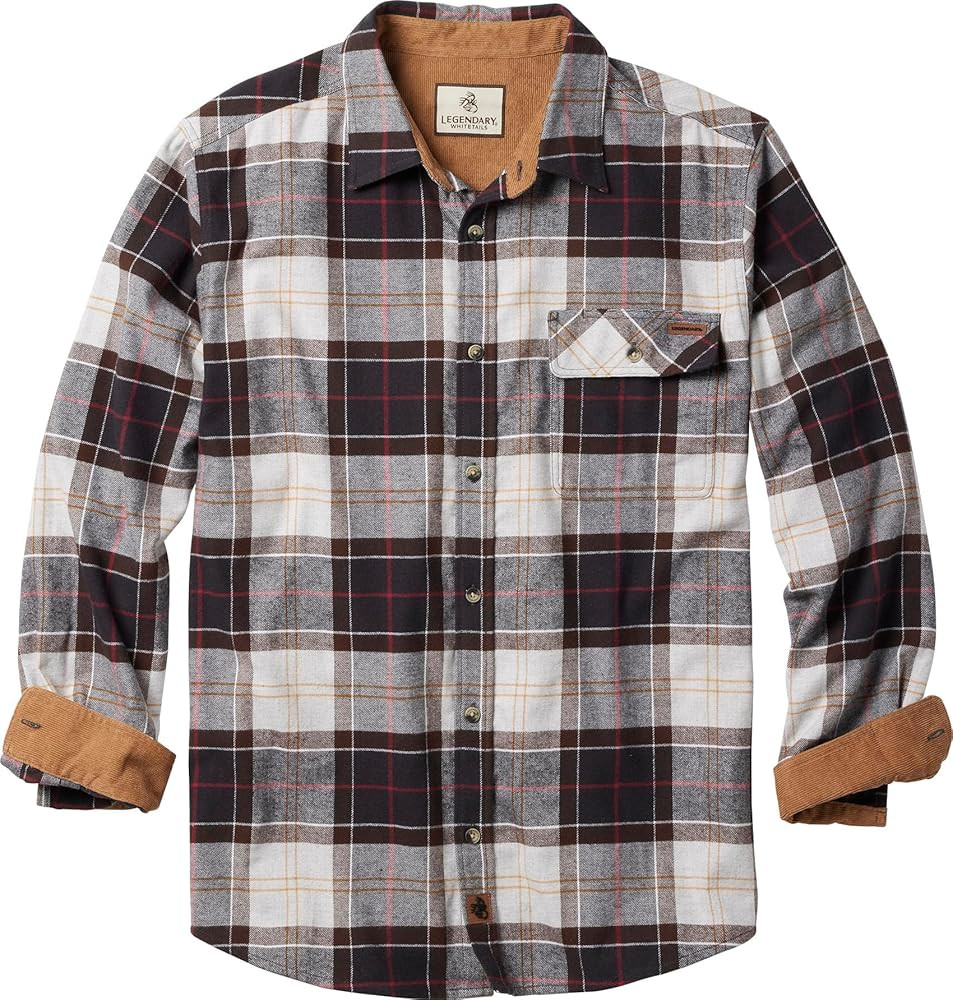 Legendary Whitetails Men's Buck Camp Flannel, Long Sleeve Plaid Button Down Casual Shirt, Corduro... | Amazon (US)