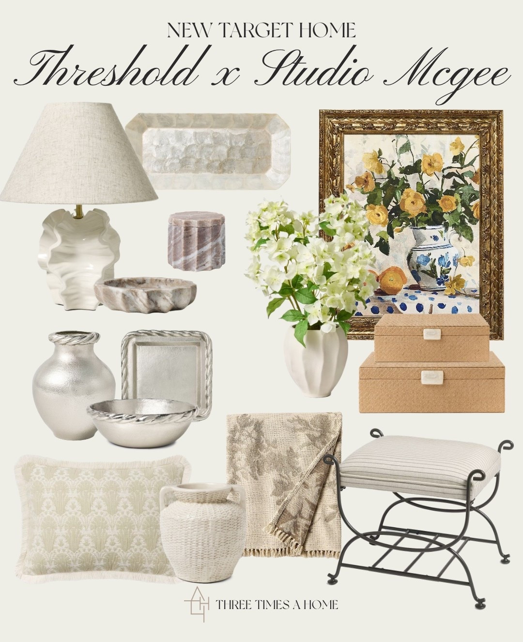 I want it all! Totally loving the light, airy vibes of the new Studio McGee collection at Target 🌿✨ Coastal-inspired pieces, soft florals, and textured details like marble, capiz, and earthenware make this collection feel fresh and timeless. Obsessed with the silver accents 

#LTKHome #LTKSeasonal