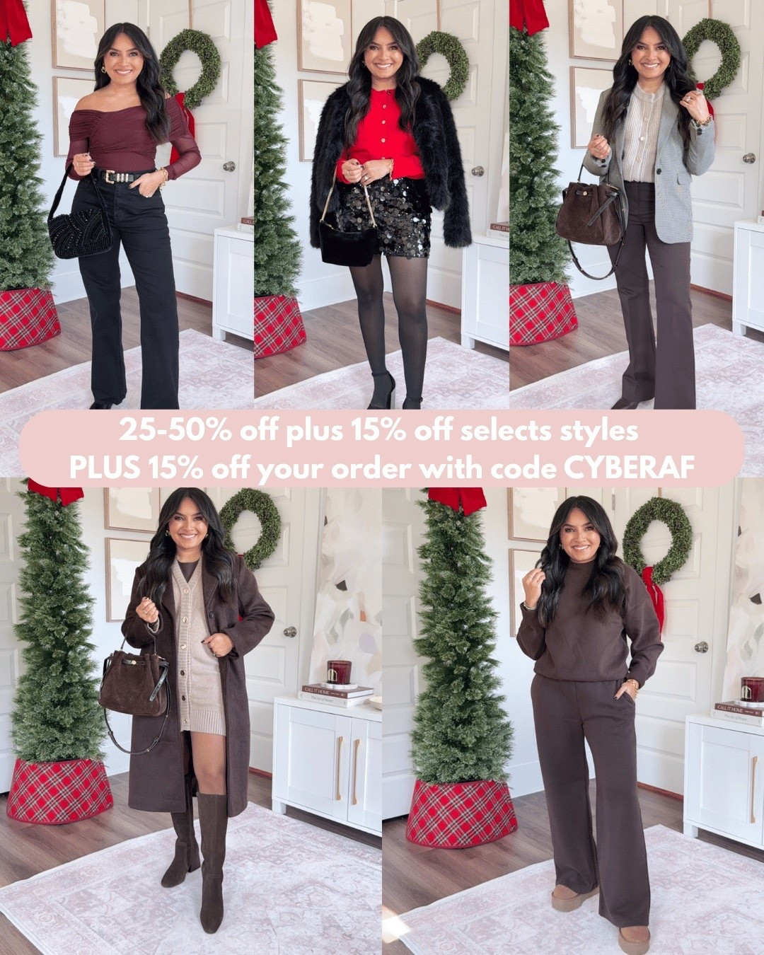 Abercrombie Black Friday Sale! Use code CYBERAF for an extra 15% off! 
For reference: I’m 5’0, 32b bra size, and 2/26 in bottoms, pear shaped. 
*Everything I share is unaltered! TTS means true to size. Between size 5-6.6 in shoes

Burgundy red wine off the shoulder wrap bodysuit size xs TTS
Black belt size xs TTS
90’s relaxed jean size 26 short TTS
Black leather boots size 5.5 TTS

Black faux fur coat size xxs TTS
Vivid red cardigan size xs TTS
Scarlett sequin mini skort size xs regular TTS
Black tights size small TTS
Black platform heels size 5 TTS

Brown herringbone classic suiting blazer size xxs regular TTS
Sand tan crew cardigan size xs TTS
Dark coffee bootcut pants size 26 short TTS
Brown leather boots size 5.5 TTS


Light brown tan mini sweater dress size xs petite TTS
Long sleeve tee size xs regular TTS
Dark Coffee coat size xs petite TTS
Brown waterproof boots size 6 TTS

Dark coffee brown wide leg sweatpant size xs short TTS
Sweatshirt is sold out but i linked similar options
Uggs boots size 5 TTS
Camel coat size xs petite TTS




abercrombie black friday
abercrombie sale
abercrombie outfits
holiday outfits
petite holiday outfits
petite workwear
abercrombie coats
abercrombie loungewear
black friday deals
winter outfits petite
workwear outfits
holiday party outfits
petite 5’0 outfits
winter coats women
abercrombie try on
Rachel Miranda Blog
Honeysweetpetite
Cyber monday
Black friday


Comment SHOP below to receive a DM with the link to this post on my LTK ⬇ https://liketk.it/5AIba #ltksalealert #ltkpetite #ltkholiday

Comment SHOP below to receive a DM with the link to this post on my LTK ⬇ https://liketk.it/5ANlJ #ltkpetite #ltkgiftguide #ltksalealert

Comment SHOP below to receive a DM with the link to this post on my LTK ⬇ https://liketk.it/5BBDp #ltkcyberweek #ltkpetite #ltksalealert

#LTKPetite #LTKSaleAlert #LTKHoliday