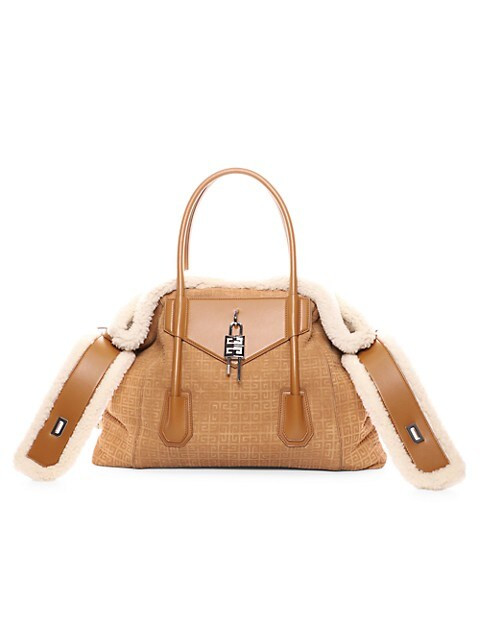 Givenchy Medium Antigona Lock Shearling Monogram Tote | Saks Fifth Avenue