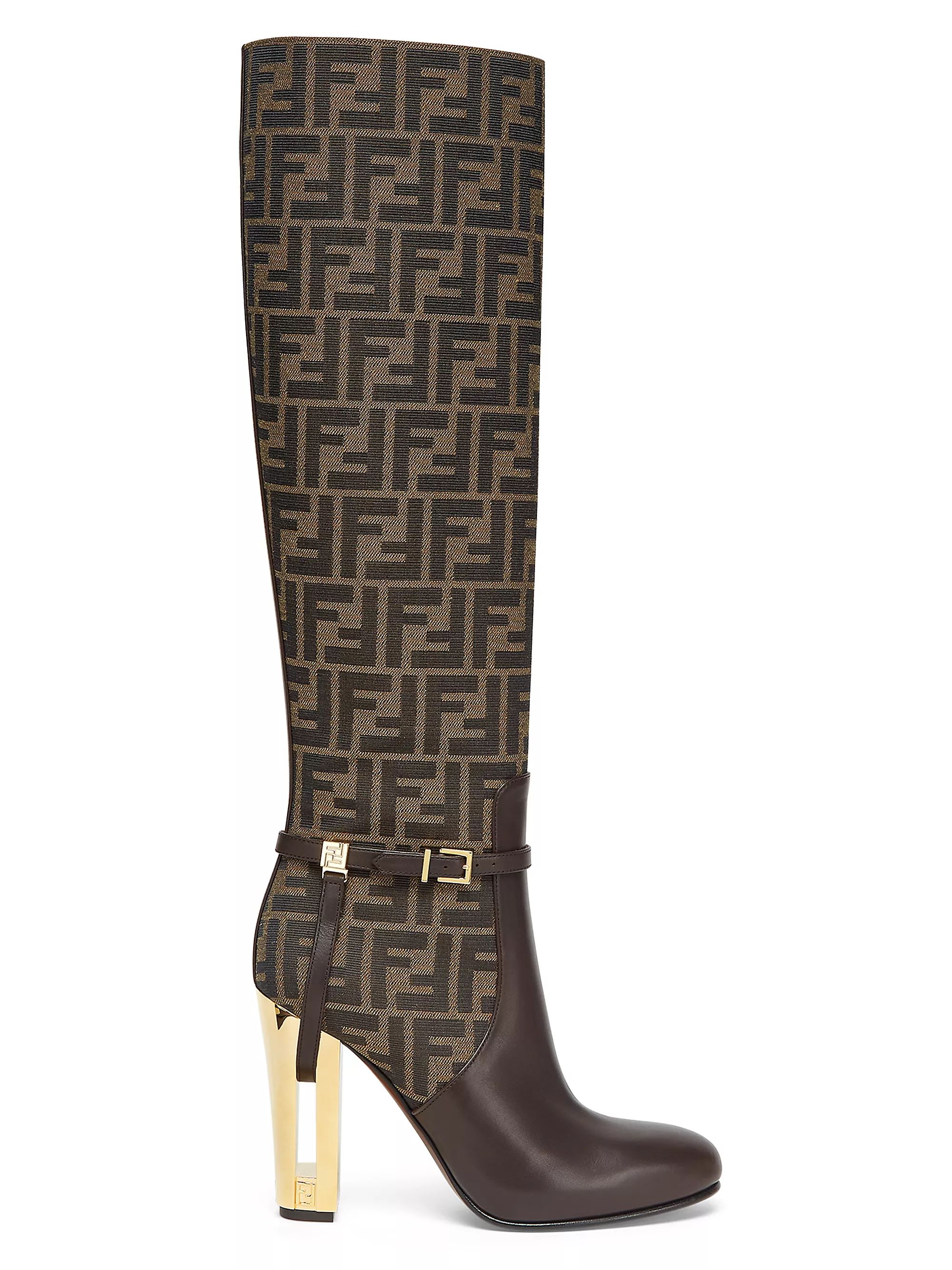 FF 105MM Leather Traced Heel Tall Boots | Saks Fifth Avenue