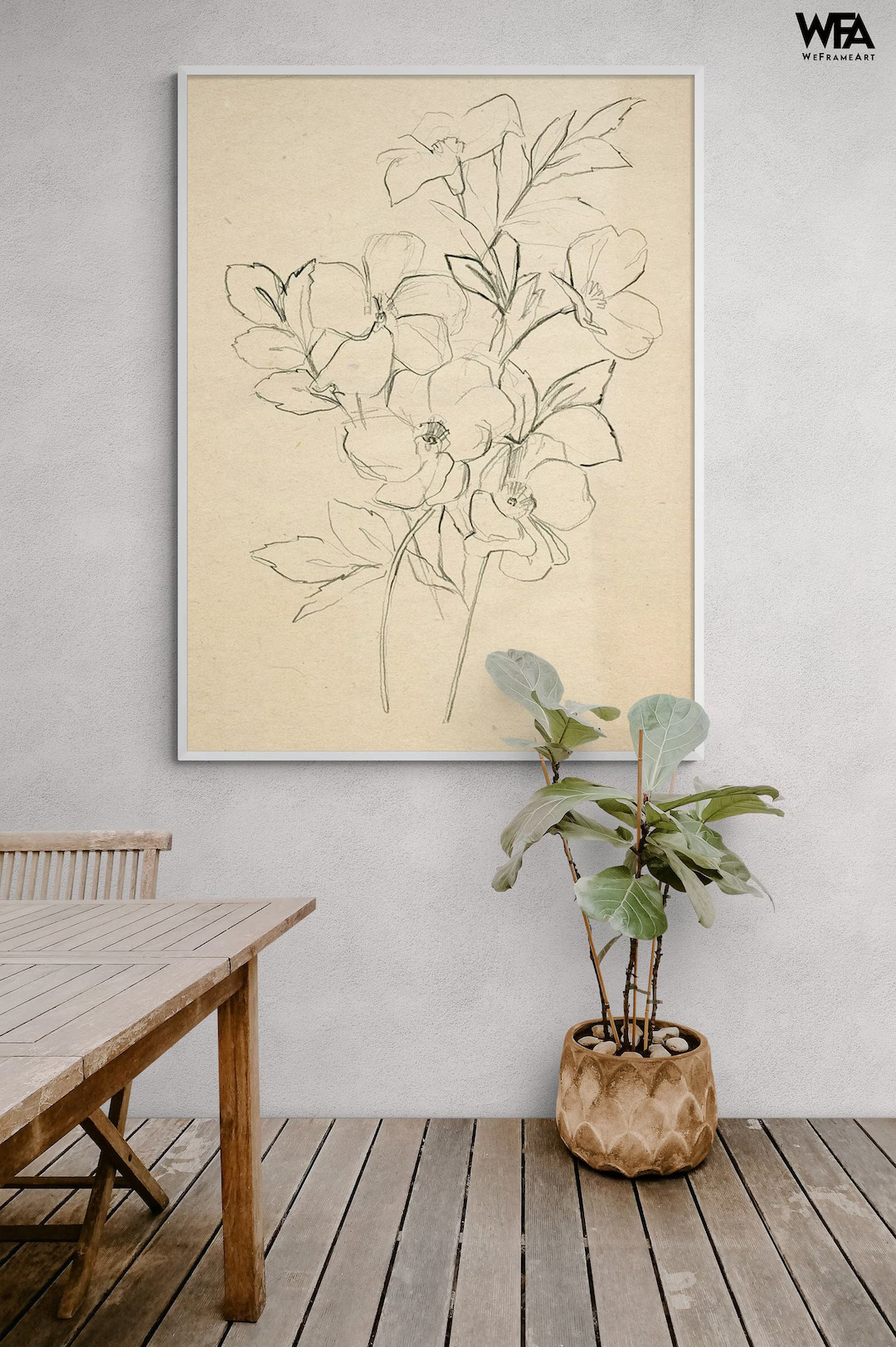Framed Flower Drawing Print Floral Sketch Wall Art Botanical - Etsy | Etsy (US)