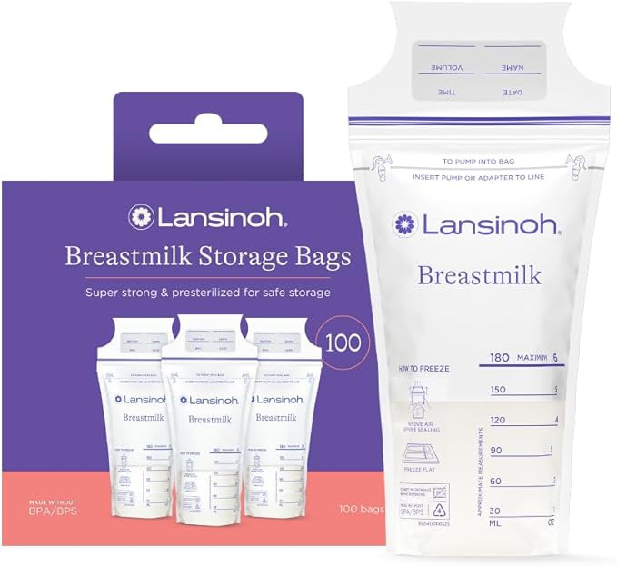 Lansinoh Breastmilk Storage Bags, 100 Count, Easy to Use Breast Milk Storage Bags for Feeding, Ba... | Amazon (US)
