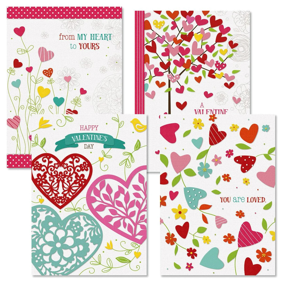 Faith Hearts & Blossoms Valentine Greeting Cards - Set of 8 (4 designs), Large 5" x 7", Religious... | Walmart (US)
