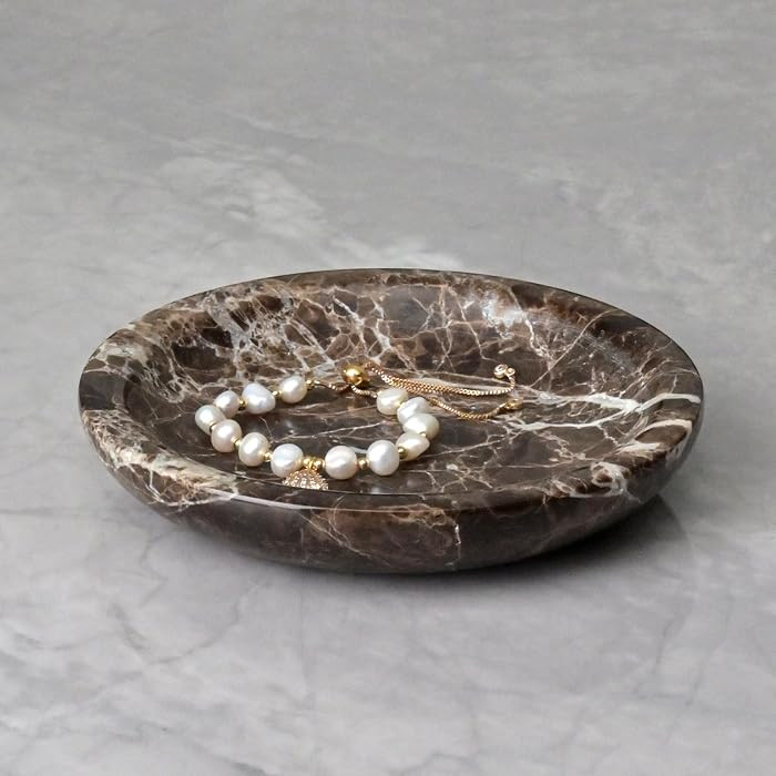 ZSHAWN Natural Marble Ring Dish Jewelry Tray \u2013 5.5" Trinket Dish | Amazon (US)