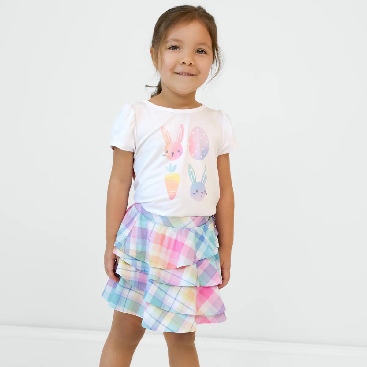 Pastel Plaid Ruffle Skort | Little Sleepies