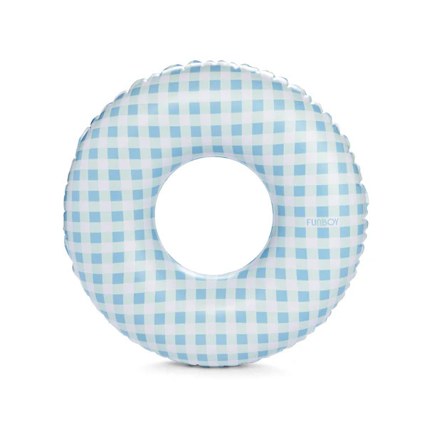 Kids Tube Float Blue Gingham, 34" Diameter | FUNBOY