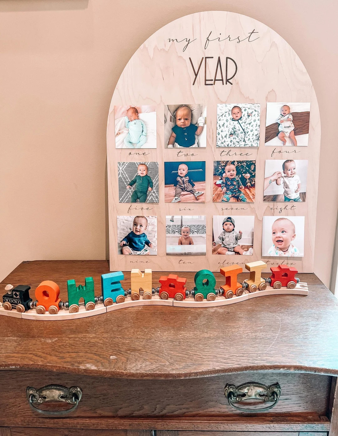 One Year of Photo Board Wood My First Year Photo Board Milestone Picture 1st Birthday Arch First ... | Etsy (US)