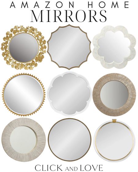 Mirrors for any style! Mirrors are a great way to make a space feel larger by adding them to reflect light✨

gold mirror, brass mirror, round mirror, woven mirror, scalloped mirror, Accent mirror, wall decor, vanity mirror, budget friendly mirror, Living room, bedroom, guest room, dining room, entryway, seating area, family room, affordable home decor, classic home decor, elevate your space, Modern home decor, traditional home decor, budget friendly home decor, Interior design, shoppable inspiration, curated styling, beautiful spaces, classic home decor, bedroom styling, living room styling, style tip,  dining room styling, look for less, designer inspired, Amazon, Amazon home, Amazon must haves, Amazon finds, amazon favorites, Amazon home decor #amazon #amazonhome

#LTKStyleTip #LTKHome #LTKSaleAlert