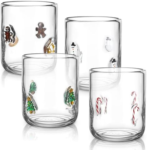 Tessco for you 4 Pcs Christmas Icon Juice Glasses Cup Set - Gingerbread Man, Candy Cane, Snowman ... | Amazon (US)