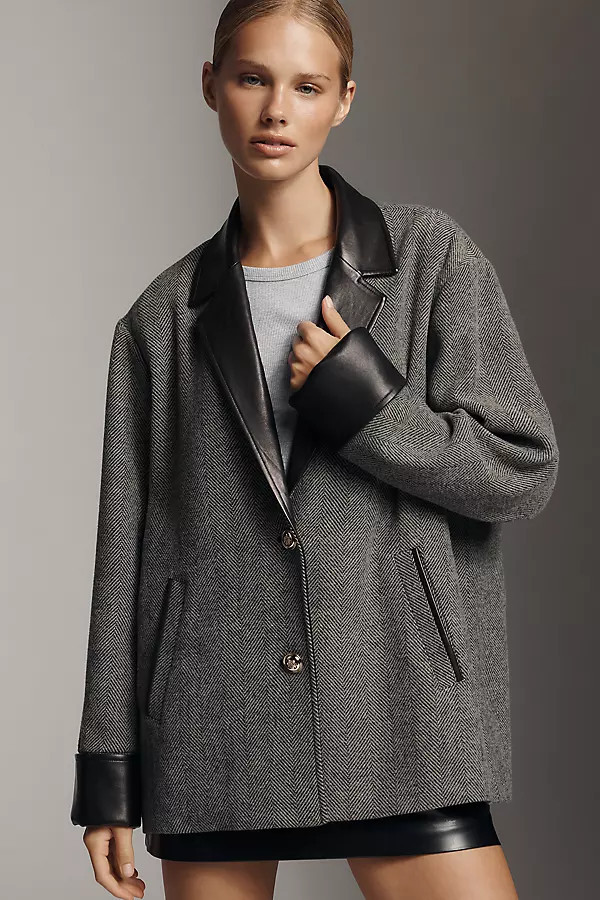 Evie Herringbone Blazer Jacket | Anthropologie (US)