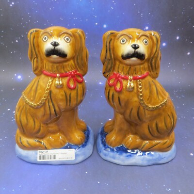 Pair TradeCie Staffordshire  Dog Figurines Ceramic 6" Candice Boartright artist  | eBay | eBay US