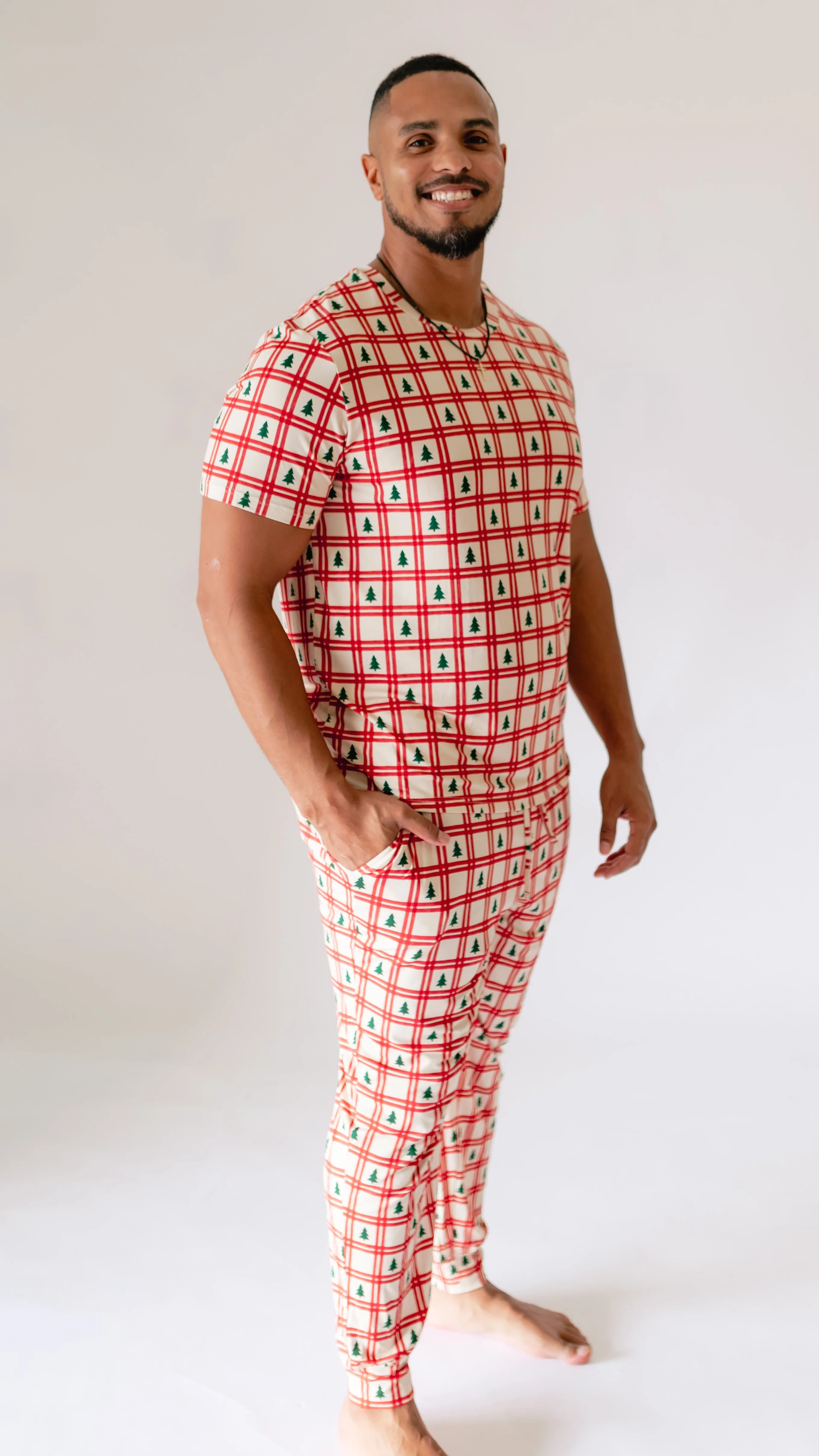 Adult Jogger Set In Christmas Plaid | Silks Design