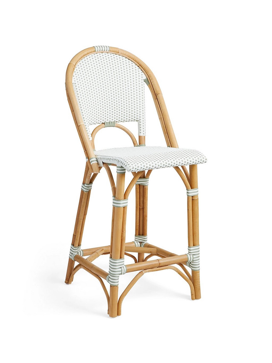 Riviera Rattan Counter Stools - Sage | Serena and Lily