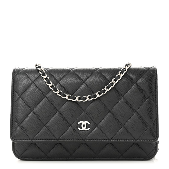 Caviar Quilted Wallet on Chain WOC Black | FASHIONPHILE (US)