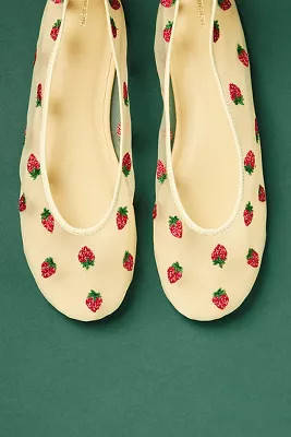 Maeve Embroidered Mesh Flats | Anthropologie (US)