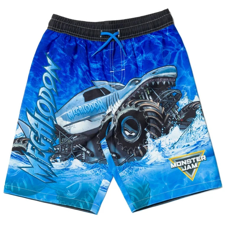 Monster Jam Megalodon UPF 50+ Swim Trunks Bathing Suit Toddler to Little Kid | Walmart (US)