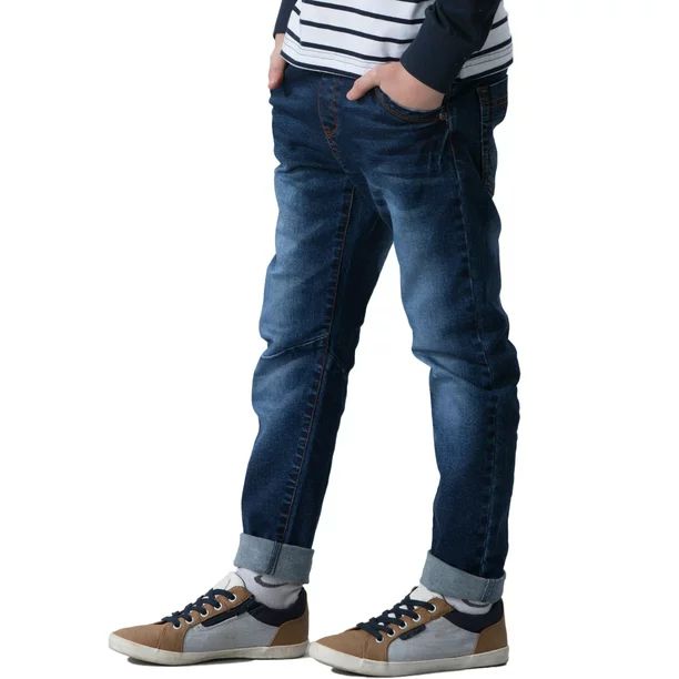 Leo&Lily Big boys' Kids' Husky Rib Waist Stretch Denim Jeans Pants (Navy, 10) LLB621 | Walmart (US)